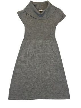 Calvin Klein Grey Wool Blend Sweater Dress Cowl Neck Size M